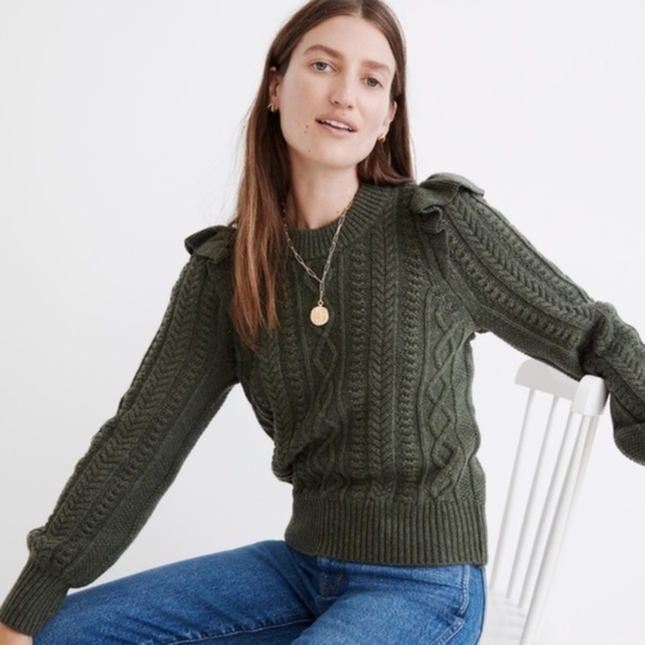 Madewell Hollydene Ruffle-Shoulder Pullover Sweater - Picture 1 of 7